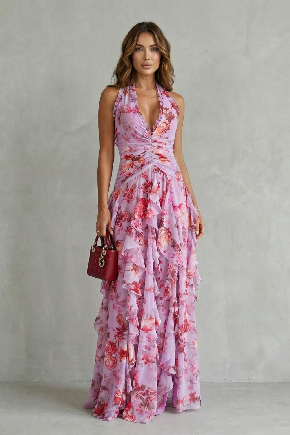 Belladina - Vestido Maxi Cascata de Rosas