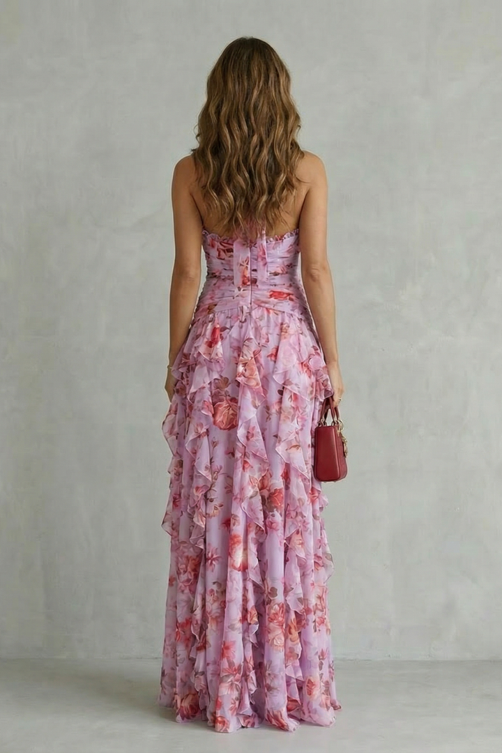 Belladina - Vestido Maxi Cascata de Rosas
