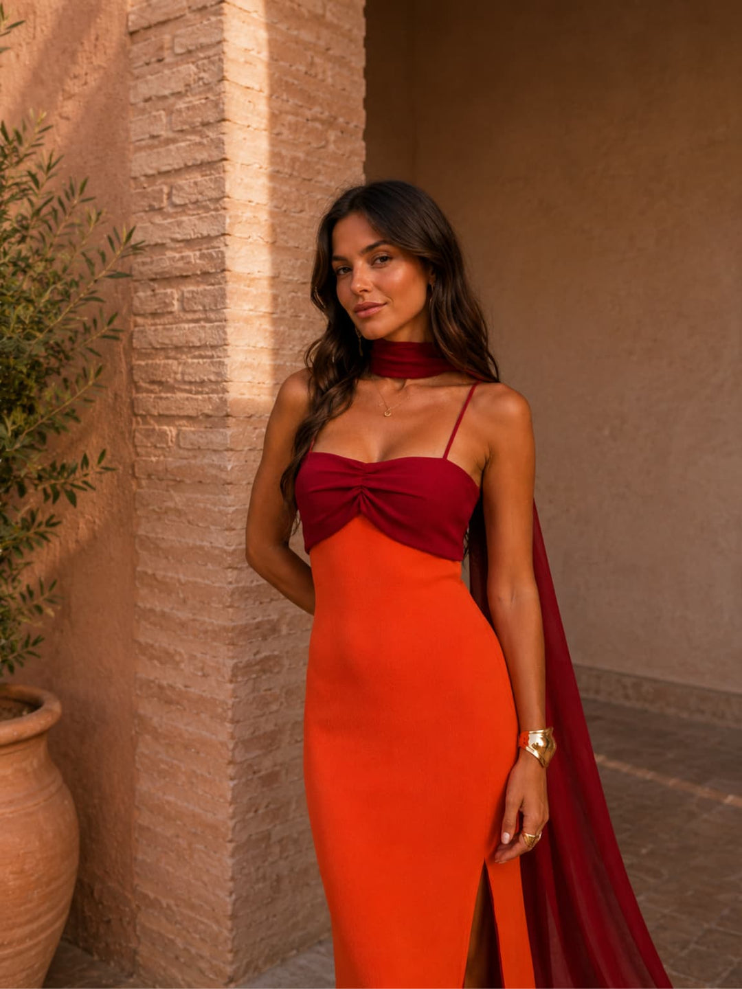 Albufeira - Vestido Longo Drapeado Bicolor