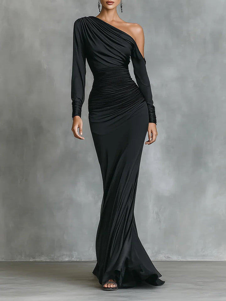 Celina | Maxi Vestido de Cetim Preto