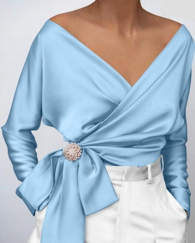 Top com Decote em V Vonda (Plus Size)