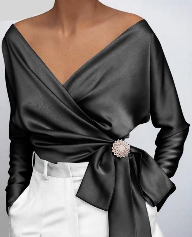 Top com Decote em V Vonda (Plus Size)
