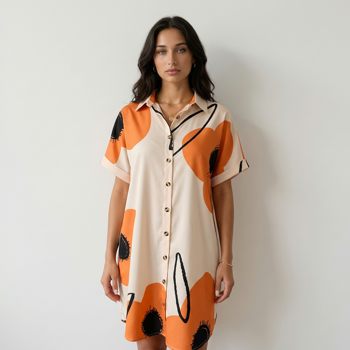 Mónica - Vestido Camiseiro Estampado